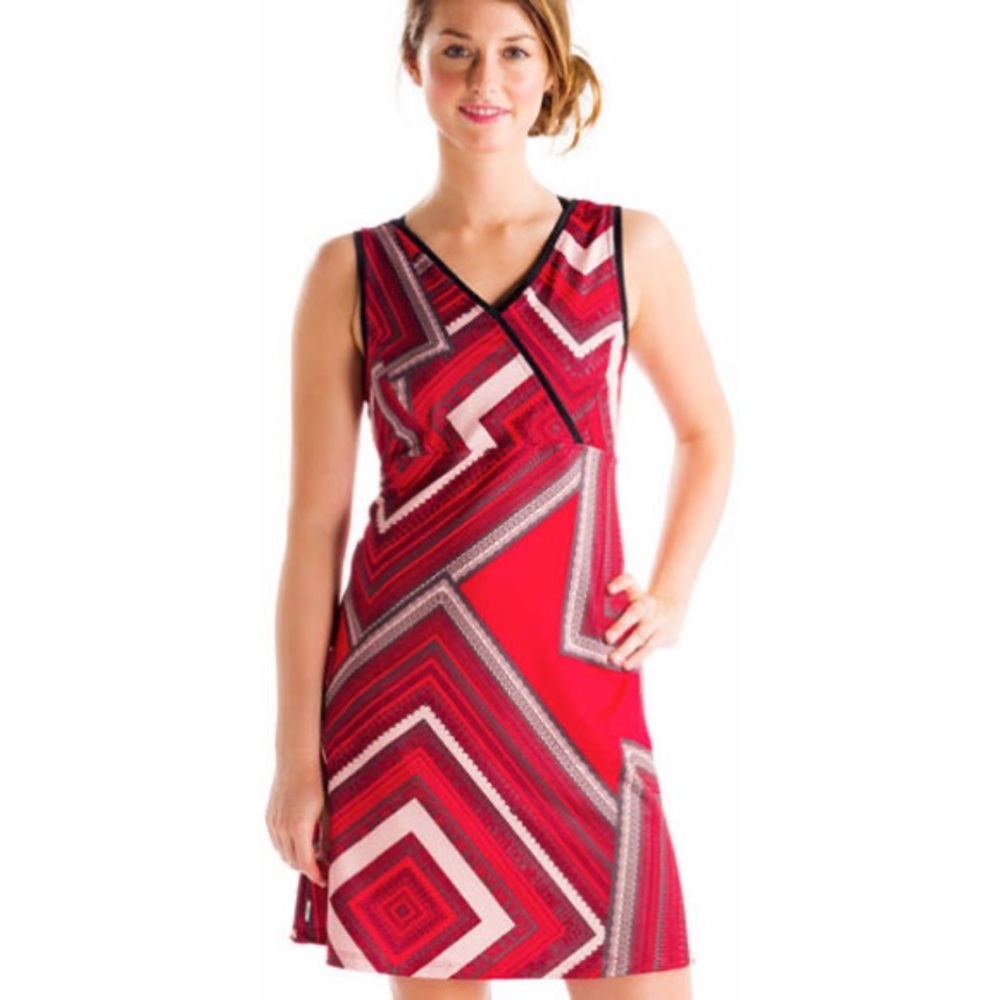 Women's LOLE Odette Dress in Scarf Print Pomegranate in Size 12